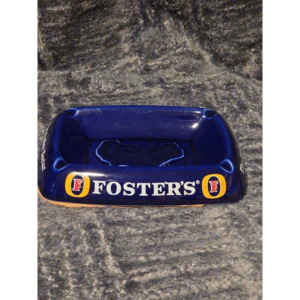 FOSTER'S Beer Blue Ashtray Raised Australian Map The Amber Nectar